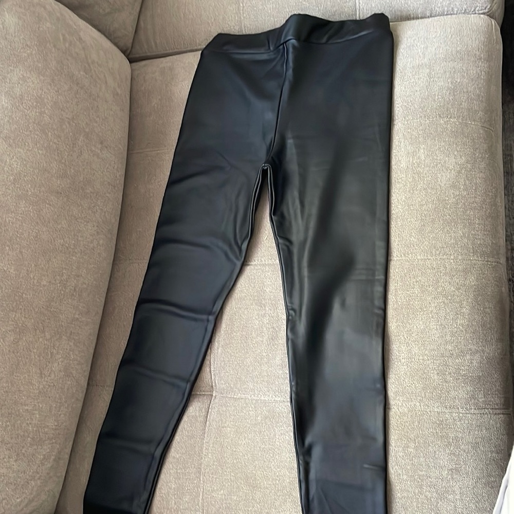 Black, pleather leggings, size small